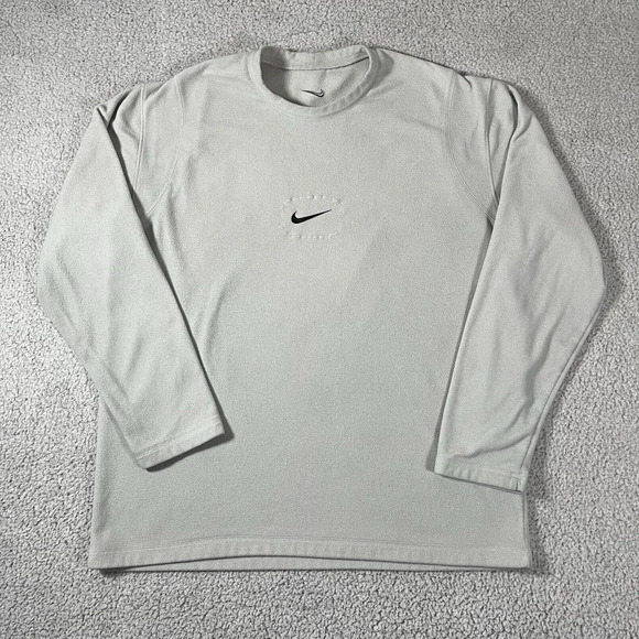 Nike Sweatshirt Mens XL Gray Fleece Crewneck Center Swoosh Y2K Vintage - Picture 1 of 16